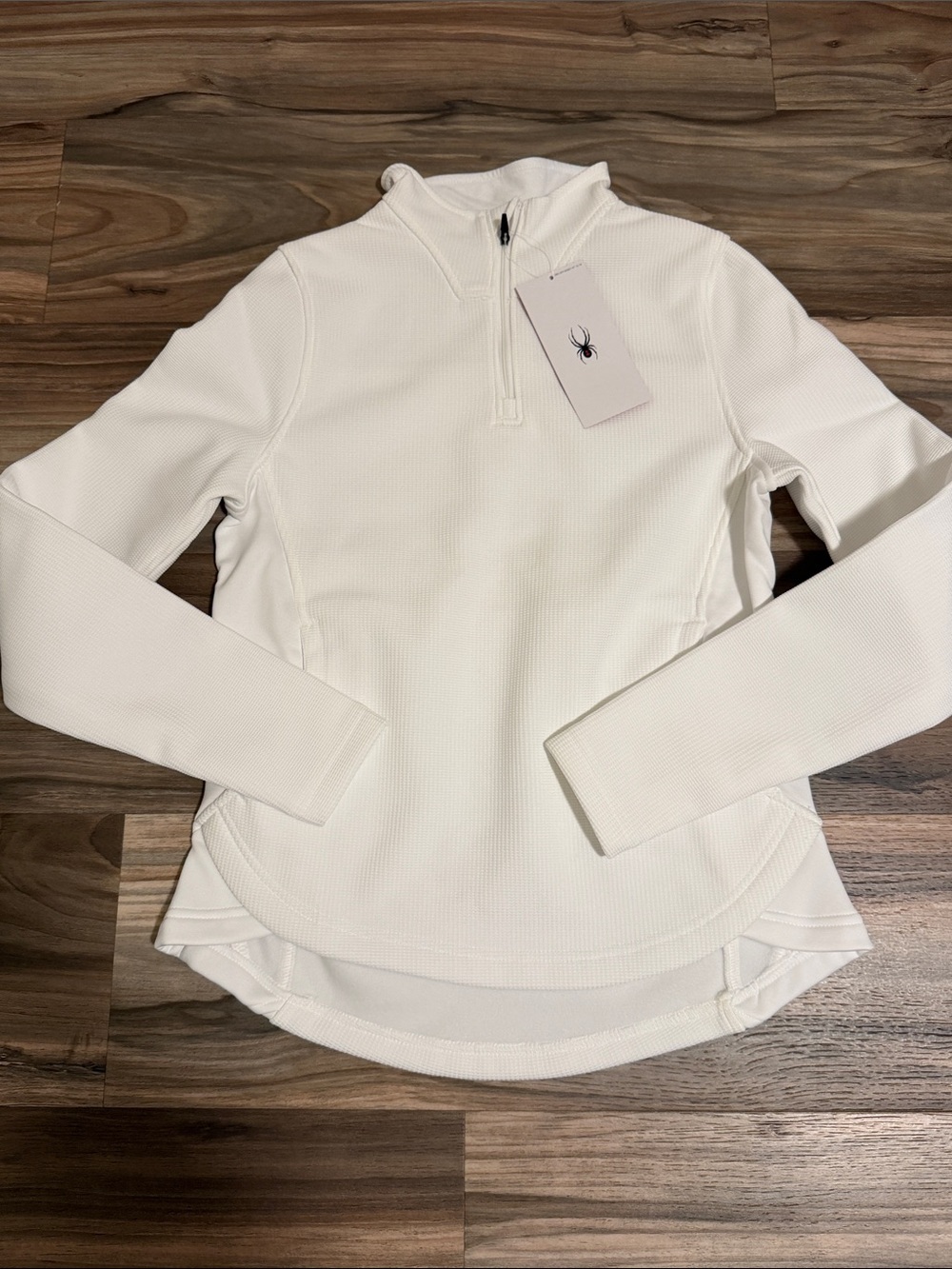 NWT Spyder Active 1/4 Zip Waffle Aspire Fleece Pullover Womens S White Thumbhole